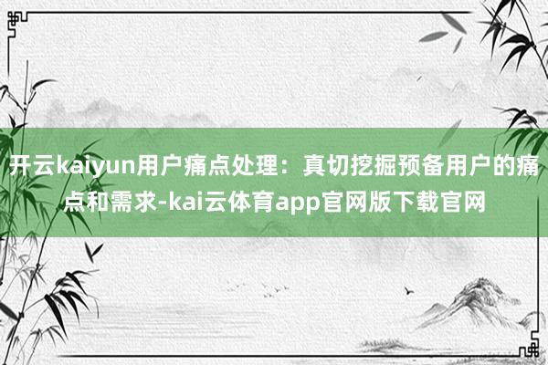 开云kaiyun用户痛点处理：真切挖掘预备用户的痛点和需求-kai云体育app官网版下载官网