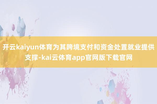 开云kaiyun体育为其跨境支付和资金处置就业提供支撑-kai云体育app官网版下载官网