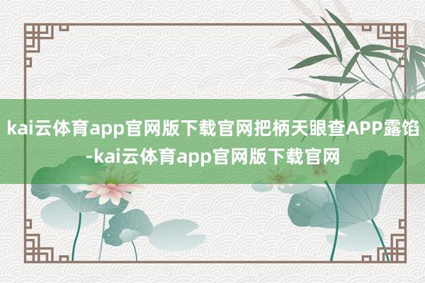 kai云体育app官网版下载官网把柄天眼查APP露馅-kai云体育app官网版下载官网