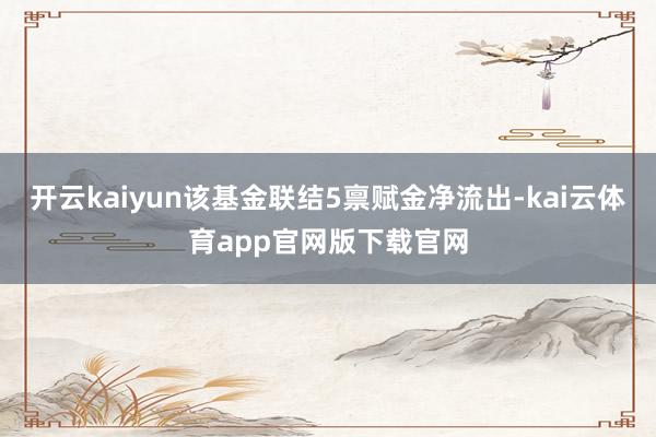 开云kaiyun该基金联结5禀赋金净流出-kai云体育app官网版下载官网