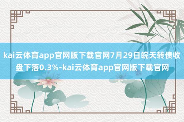 kai云体育app官网版下载官网7月29日皖天转债收盘下落0.3%-kai云体育app官网版下载官网